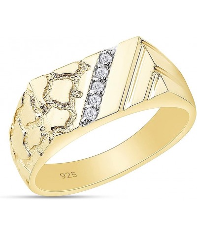 14k Gold Over 925 Sterling Silver Cubic Zirconia Nugget Ring yellow-gold-plated-silver $34.50 Rings