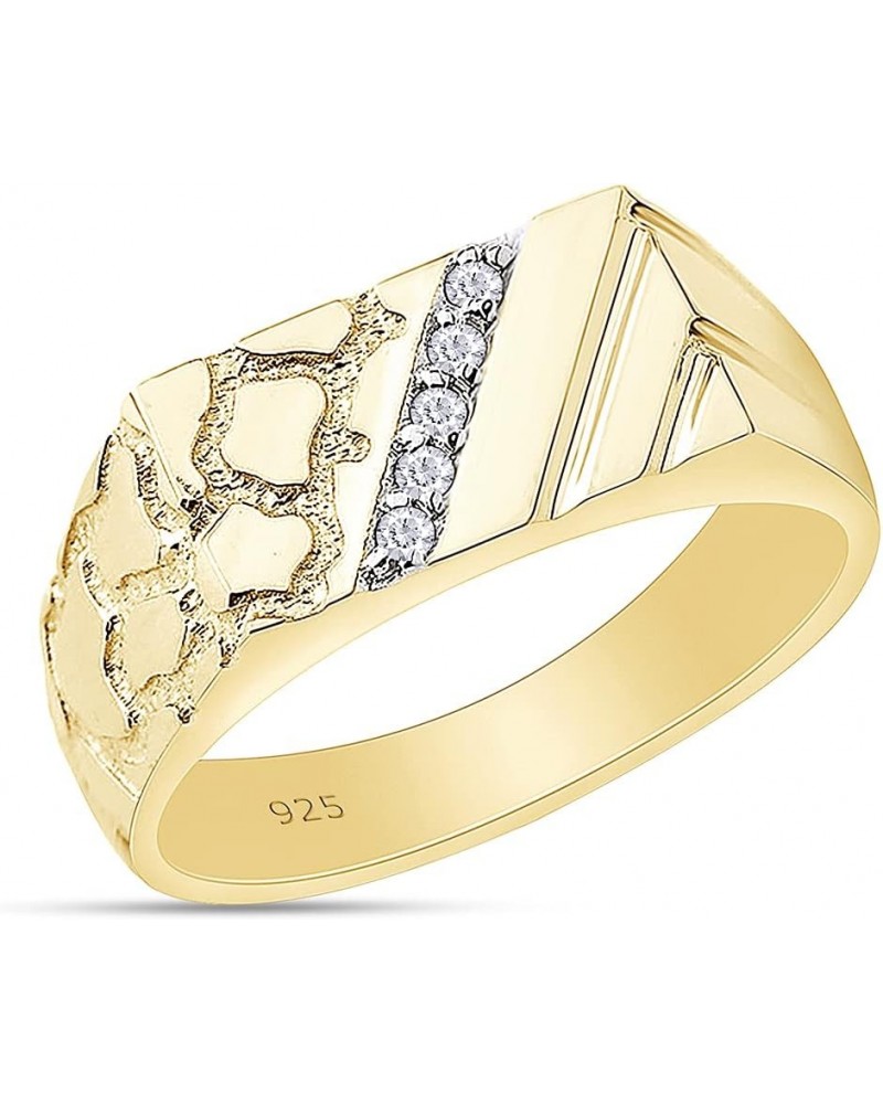 14k Gold Over 925 Sterling Silver Cubic Zirconia Nugget Ring yellow-gold-plated-silver $34.50 Rings