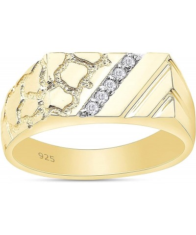 14k Gold Over 925 Sterling Silver Cubic Zirconia Nugget Ring yellow-gold-plated-silver $34.50 Rings