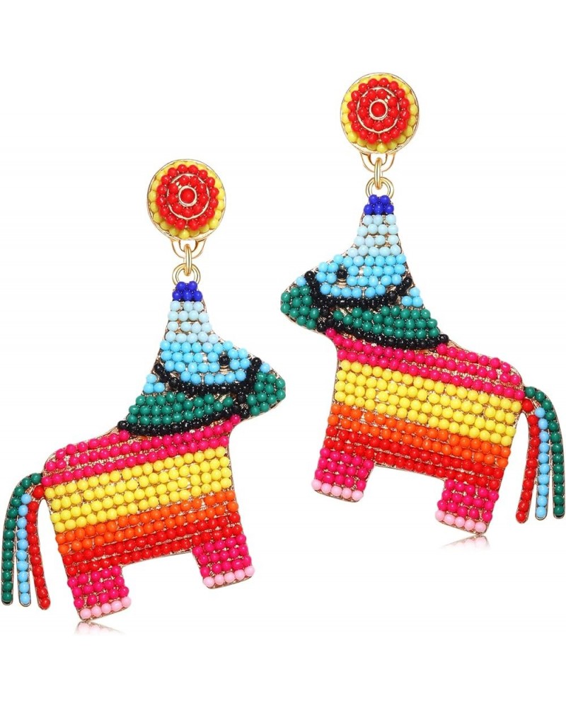 Cinco De Mayo Earrings Beaded Pinata Sombrero Dangle Earrings Party Fiesta Earrings Jewelry for Women Girls Pinata $6.75 Earr...