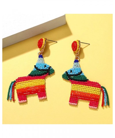 Cinco De Mayo Earrings Beaded Pinata Sombrero Dangle Earrings Party Fiesta Earrings Jewelry for Women Girls Pinata $6.75 Earr...