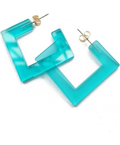 Transparent Acrylic Square Shape Candy Color Women's Charm Earring 5cm,1.97" Blue $8.11 Earrings