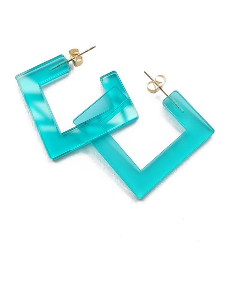 Transparent Acrylic Square Shape Candy Color Women's Charm Earring 5cm,1.97" Blue $8.11 Earrings