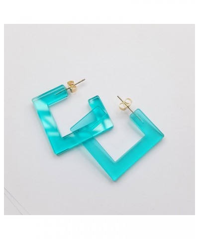 Transparent Acrylic Square Shape Candy Color Women's Charm Earring 5cm,1.97" Blue $8.11 Earrings