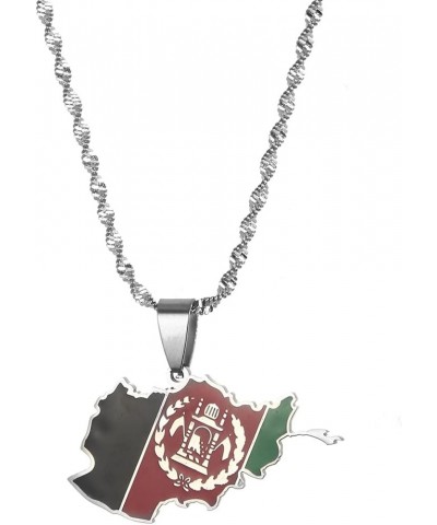 Afghanistan Map With Flag Pendant Necklaces For Women Men Girls Afghan Maps Jewelry silver $8.41 Necklaces