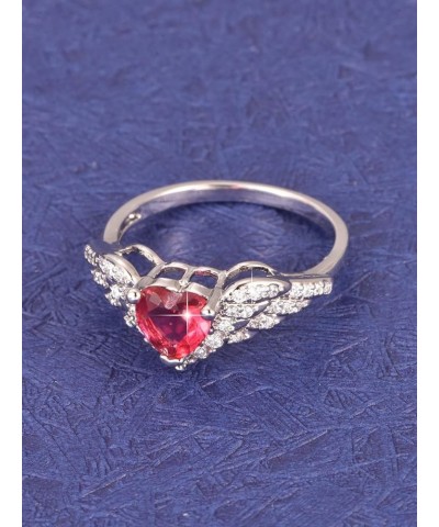 Love Charm Heart Cut Zircon Sweet Ring Jewelry Accessories Woman Birthday Valentine's Day Anniversary Personality Gift Red-4 ...