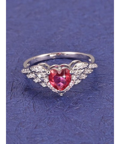 Love Charm Heart Cut Zircon Sweet Ring Jewelry Accessories Woman Birthday Valentine's Day Anniversary Personality Gift Red-4 ...