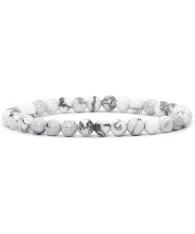 Gem Semi Precious Gemstone 6mm Round Beads Stretch Bracelet 6.5" Unisex White Howlite $8.24 Bracelets