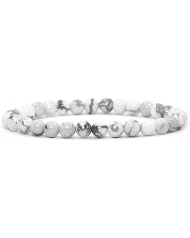 Gem Semi Precious Gemstone 6mm Round Beads Stretch Bracelet 6.5" Unisex White Howlite $8.24 Bracelets