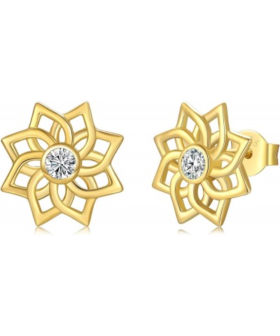 925-Sterling-Silver Sunflower Earrings for Women - Daisy Sunflower Stud Earring for Girls with Safety Screw Back Lockings,Mot...