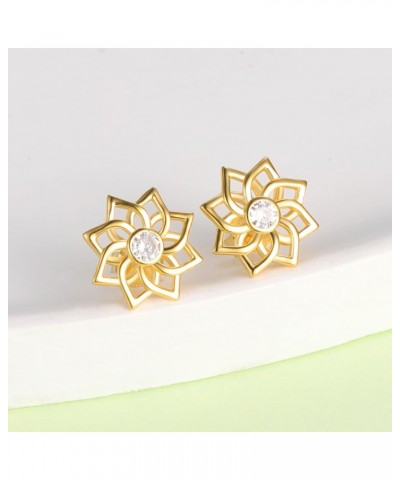 925-Sterling-Silver Sunflower Earrings for Women - Daisy Sunflower Stud Earring for Girls with Safety Screw Back Lockings,Mot...