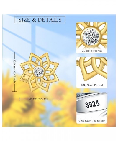 925-Sterling-Silver Sunflower Earrings for Women - Daisy Sunflower Stud Earring for Girls with Safety Screw Back Lockings,Mot...