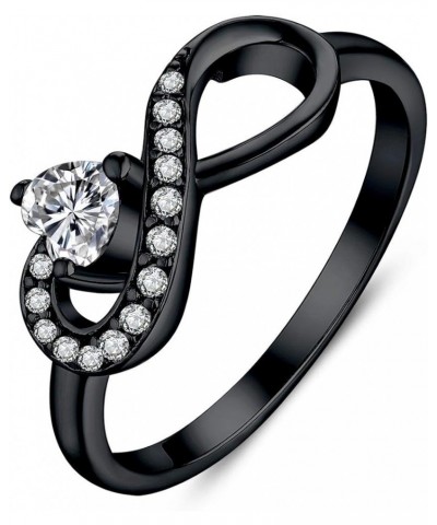 Infinity Heart Promise Rings for Her Sterling Silver Friendship Ring black rhodium plated $24.75 Rings