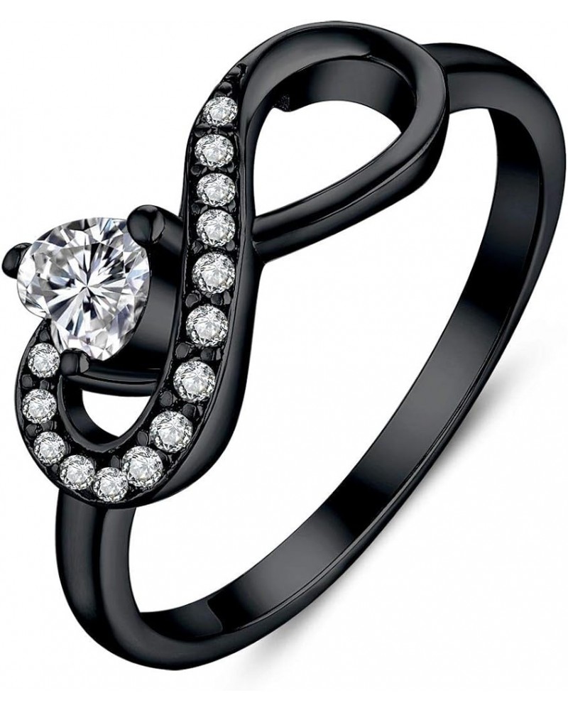 Infinity Heart Promise Rings for Her Sterling Silver Friendship Ring black rhodium plated $24.75 Rings