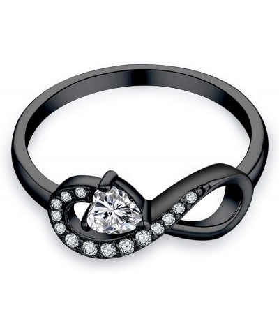 Infinity Heart Promise Rings for Her Sterling Silver Friendship Ring black rhodium plated $24.75 Rings