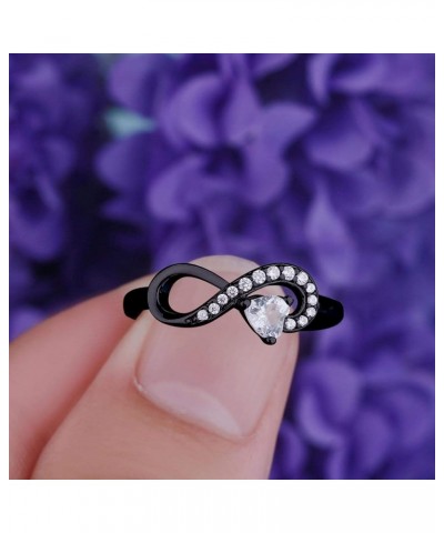 Infinity Heart Promise Rings for Her Sterling Silver Friendship Ring black rhodium plated $24.75 Rings