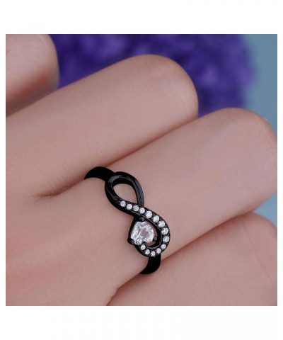 Infinity Heart Promise Rings for Her Sterling Silver Friendship Ring black rhodium plated $24.75 Rings