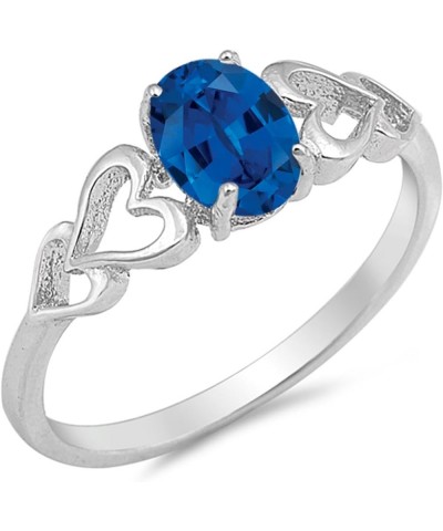 CHOOSE YOUR COLOR Sterling Silver Oval Heart Ring Blue Natural Sapphire $13.68 Rings