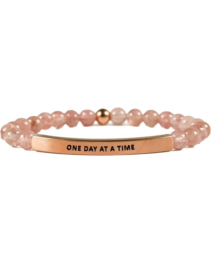 Hope Collection Unisex Stretchable Bracelets (ONE DAY AT A TIME) Pink Quartz $17.18 Bracelets