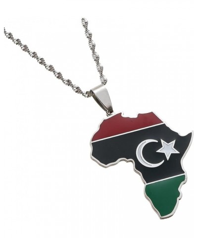 Libya Map Flag Pendant Necklace for Women Men Gold Color Jewelry Libya Country Map silver $7.56 Necklaces