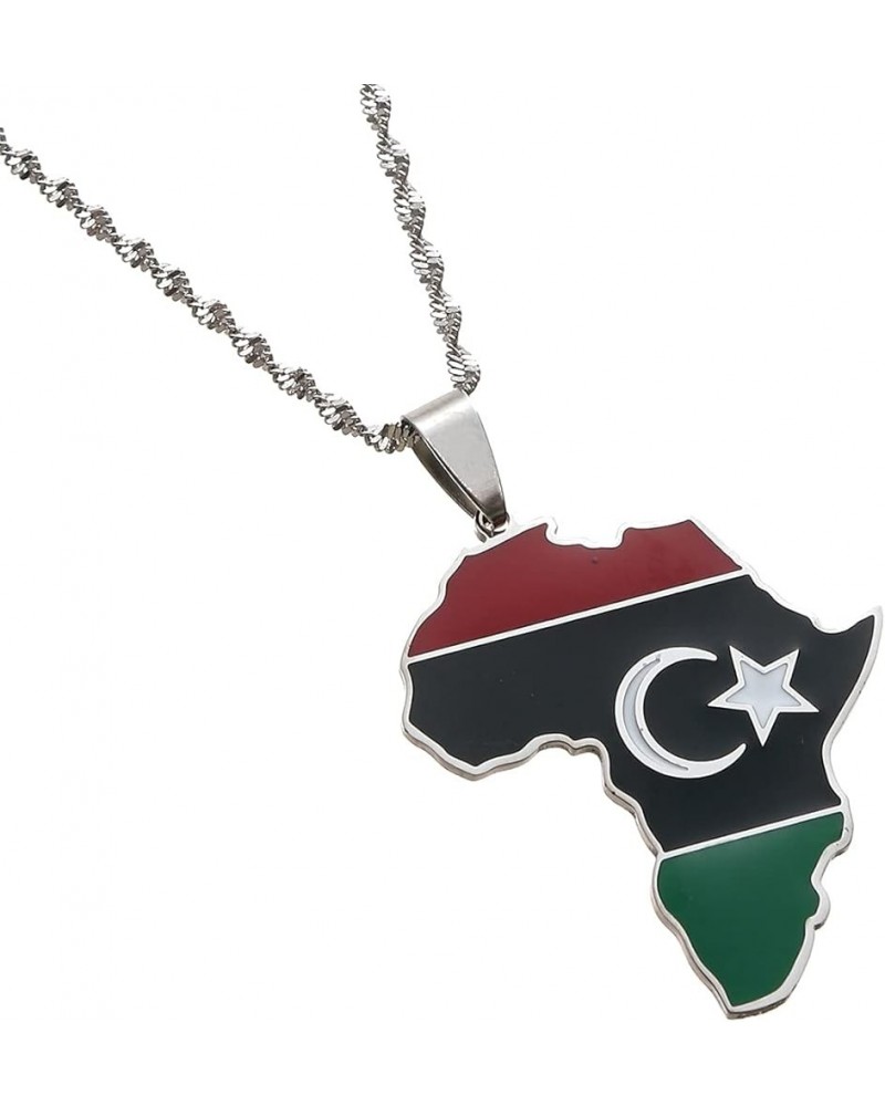 Libya Map Flag Pendant Necklace for Women Men Gold Color Jewelry Libya Country Map silver $7.56 Necklaces