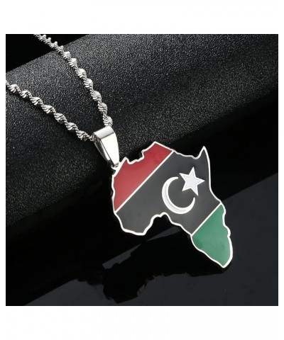 Libya Map Flag Pendant Necklace for Women Men Gold Color Jewelry Libya Country Map silver $7.56 Necklaces