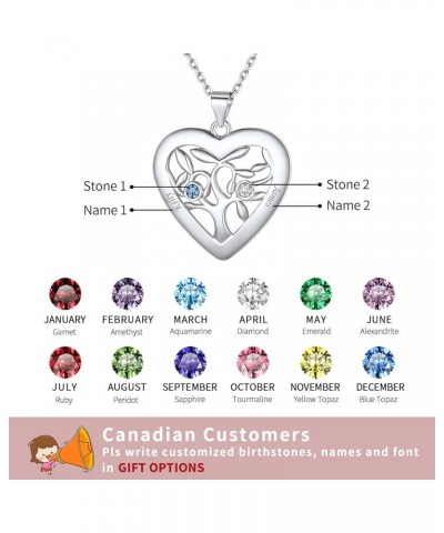 Sterling Silver Personalized Family Tree of Life Mothers Necklace with 2-7 Simulated Birthstones Names Engraved Womens Jewelr...