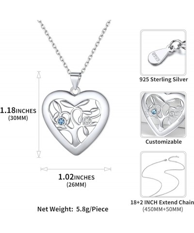 Sterling Silver Personalized Family Tree of Life Mothers Necklace with 2-7 Simulated Birthstones Names Engraved Womens Jewelr...