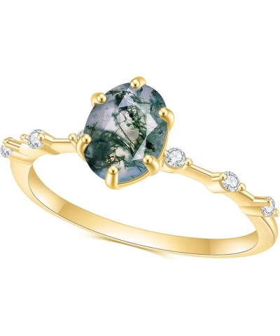 Moss Agate Rings 14k Gold Engagement Rings Women in 925 Sterling Silver Rings 8-Gold Green Moss Agate Ring $22.94 Rings