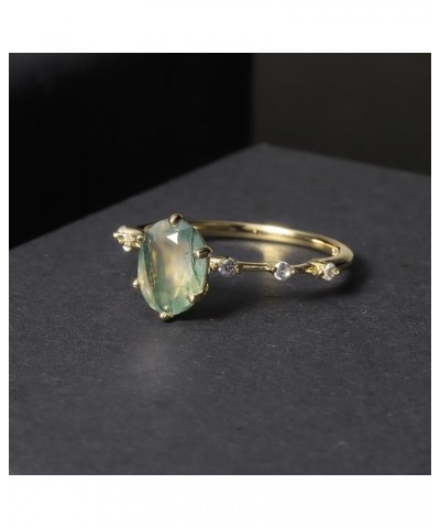 Moss Agate Rings 14k Gold Engagement Rings Women in 925 Sterling Silver Rings 8-Gold Green Moss Agate Ring $22.94 Rings