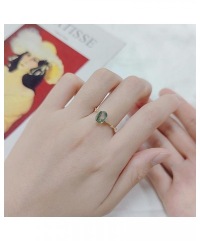 Moss Agate Rings 14k Gold Engagement Rings Women in 925 Sterling Silver Rings 8-Gold Green Moss Agate Ring $22.94 Rings