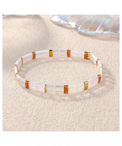 Women Stretch Tila Bead Bracelet Stack Flat Bead Bracelet Handmade Friendship Bracelet Boho Style Bracelets 02007I $8.82 Brac...