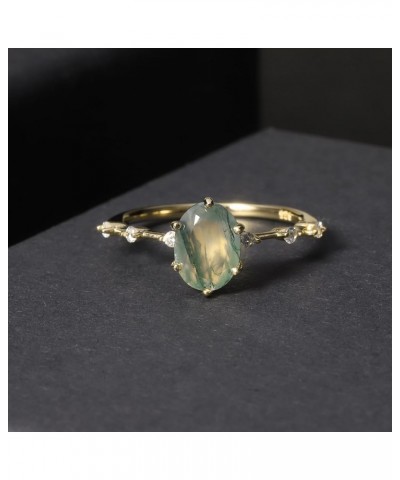 Moss Agate Rings 14k Gold Engagement Rings Women in 925 Sterling Silver Rings 8-Gold Green Moss Agate Ring $22.94 Rings