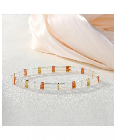 Women Stretch Tila Bead Bracelet Stack Flat Bead Bracelet Handmade Friendship Bracelet Boho Style Bracelets 02007I $8.82 Brac...