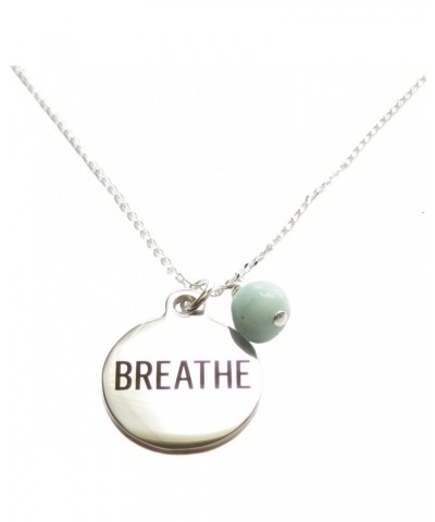 Stainless Steel Breathe Charm 5th Chakra Throat Chakra Amazonite Bead, Sterling Silver Necklace, 18 $15.38 Necklaces