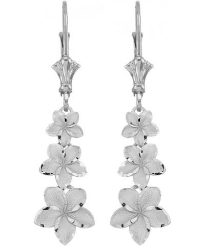 Elegant Sterling Silver Hawaiian Plumeria Flower Leverback Earrings $19.94 Earrings