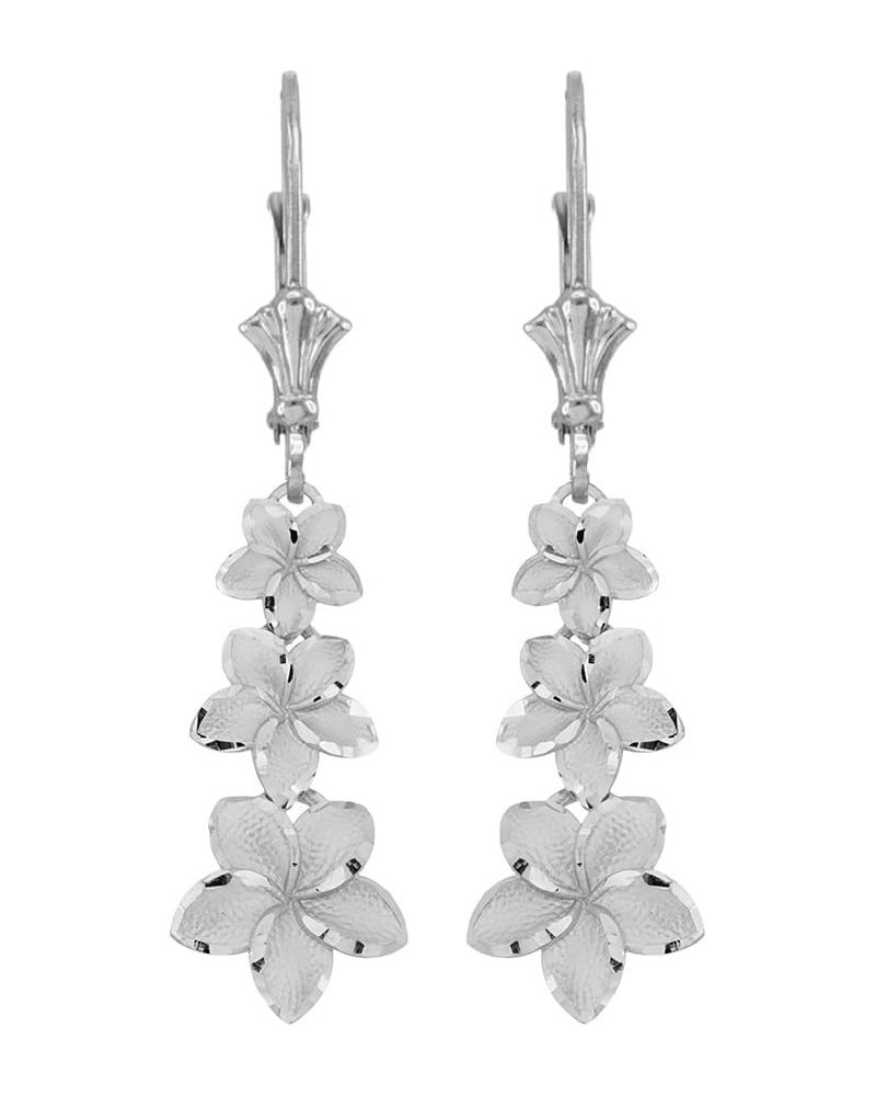 Elegant Sterling Silver Hawaiian Plumeria Flower Leverback Earrings $19.94 Earrings