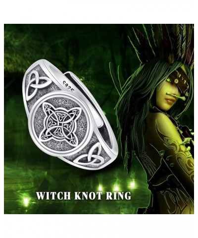 Witch Knot Ring 925 Sterling Silver Black Magic Ritual Adjustable Rings Witch's Star Magic Knot Jewelry Gifts for Women Girl ...