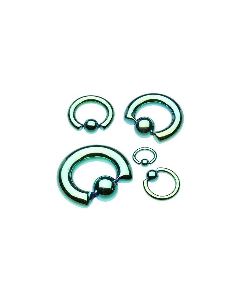 Basic Steel Captive Bead Ring 316L Surgical Steel (Sold Individually) 12g 12mm (6mm Ball) Green $8.95 Body Jewelry