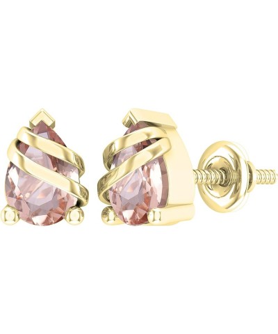 7X5 MM Each Pear Gemstone Ladies Swirl Teardrop Stud Earrings, 18K Gold Yellow Gold Morganite $86.01 Earrings