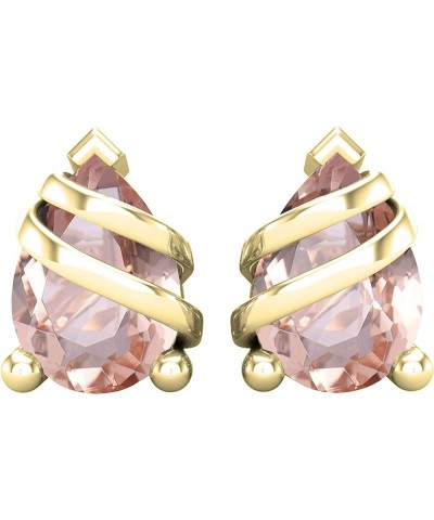 7X5 MM Each Pear Gemstone Ladies Swirl Teardrop Stud Earrings, 18K Gold Yellow Gold Morganite $86.01 Earrings