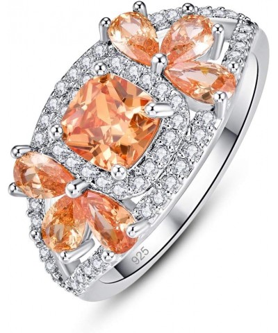 Asscher Cut Plated Sterling Silver Morganite Petal Shaped Rings Band for Women Size 7 Champagne 7 $5.39 Rings