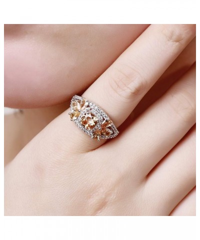 Asscher Cut Plated Sterling Silver Morganite Petal Shaped Rings Band for Women Size 7 Champagne 7 $5.39 Rings