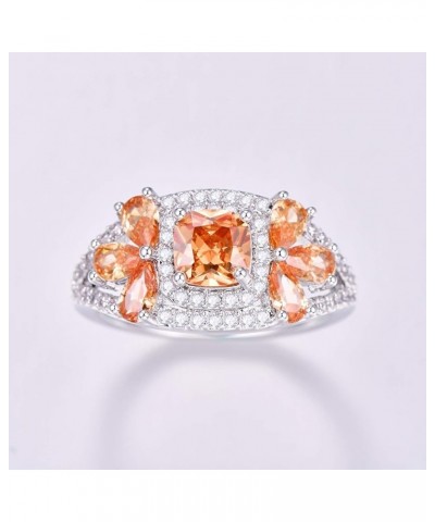 Asscher Cut Plated Sterling Silver Morganite Petal Shaped Rings Band for Women Size 7 Champagne 7 $5.39 Rings