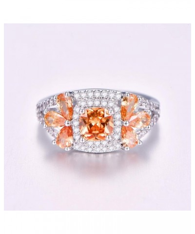 Asscher Cut Plated Sterling Silver Morganite Petal Shaped Rings Band for Women Size 7 Champagne 7 $5.39 Rings