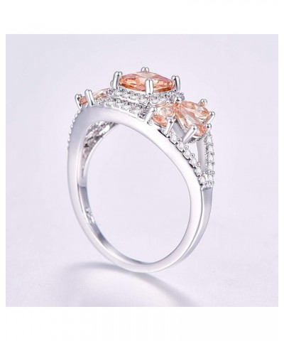 Asscher Cut Plated Sterling Silver Morganite Petal Shaped Rings Band for Women Size 7 Champagne 7 $5.39 Rings