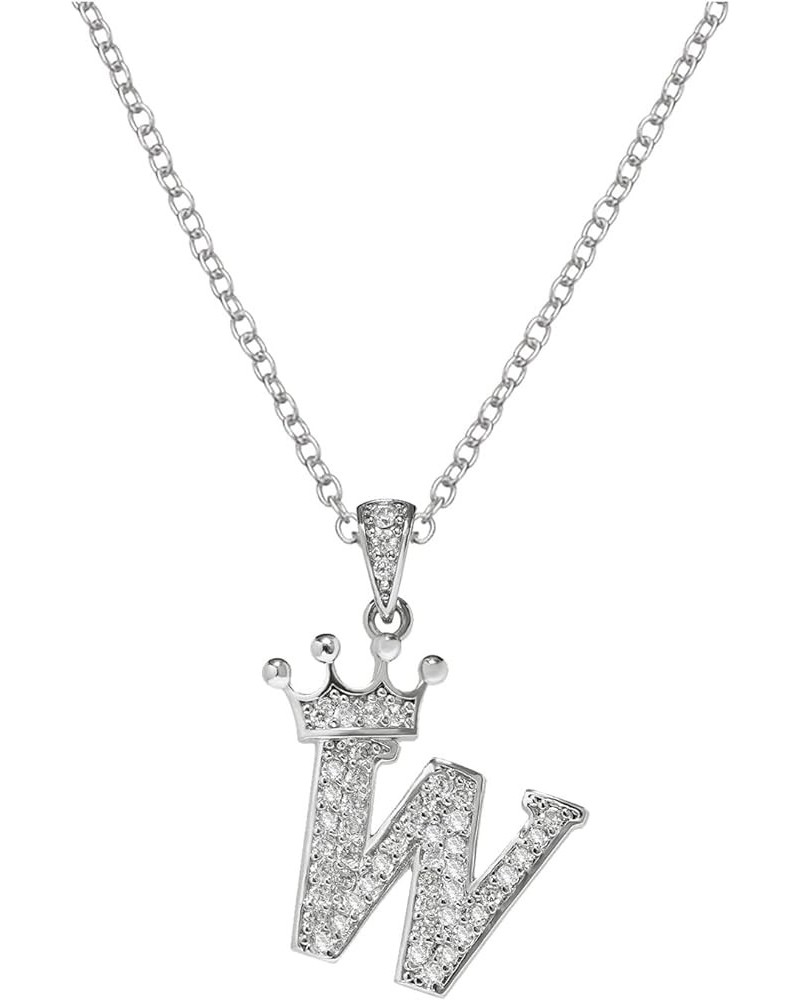 Mens Chain Cross Crown 26 English Letters Full Diamond Pendant Necklace for Women Crown Rhinestone Necklaces A Z 26 Alphabet ...