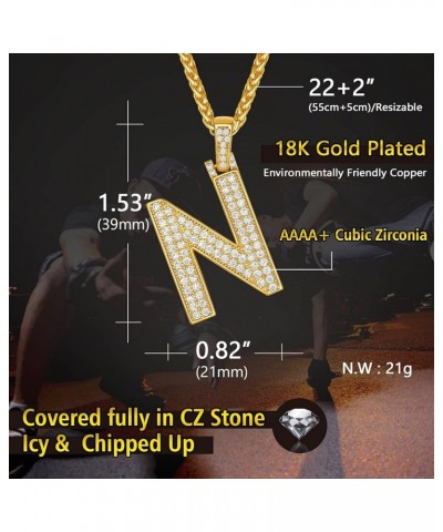 Men Cubic Zirconia 0-9 Number Pendant, Bling Initial Letter Necklace, Lucky Jewelry Necklace, Gold Plated/Silver Color-Send G...