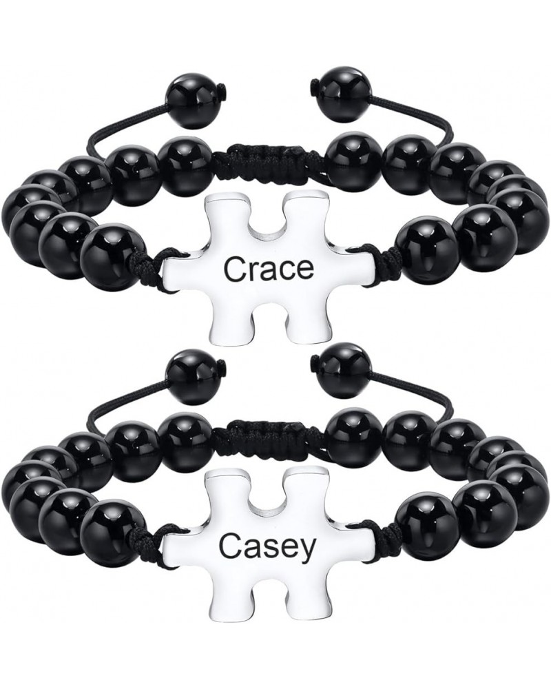 Personalized Customized Best Friends Forever BFF Puzzle Piece Bracelets,Soul Sister Gift Silver Bead-2pcs $15.07 Bracelets