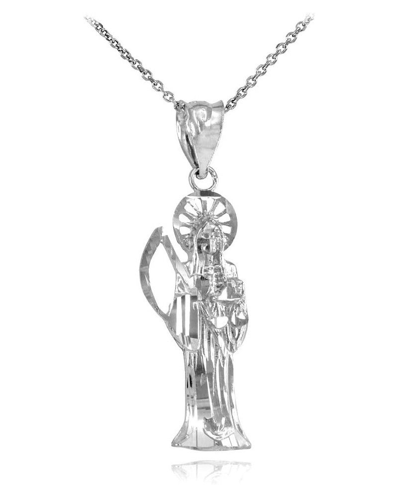 Skeleton Jewelry .925 Sterling Silver Nuestra Señora de la Santa Muerte Our Lady of the Holy Death Catholic Pendant Necklace ...